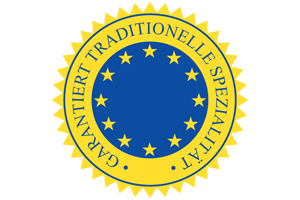 Abzeichen für garantiert traditionelle Spezialität.